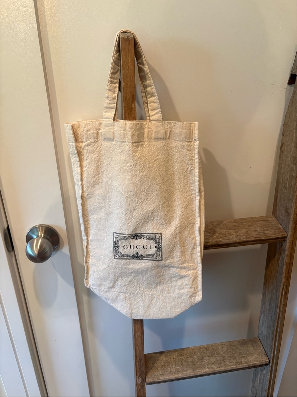 Gucci Cream Canvas Tote with Logo Patch
